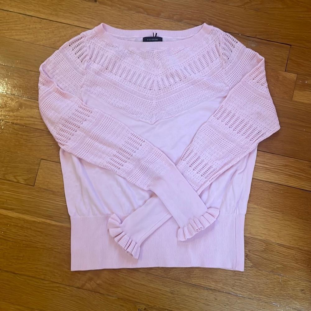 Beautiful pink Halogen sweater. Sweet cut out detail.